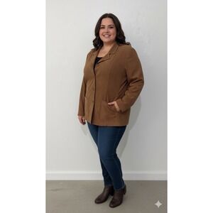 Briggs New York brown classic blazer button front structured pockets XL